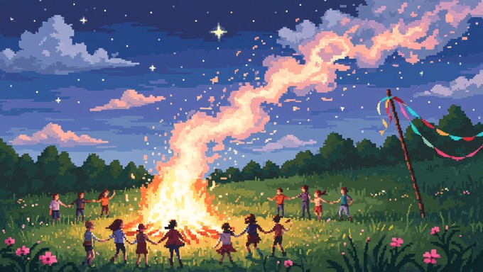 Starry Midsummer Free Midsummer Bonfire Celebration Image - Pixel, Bonfire, Midsummer ...