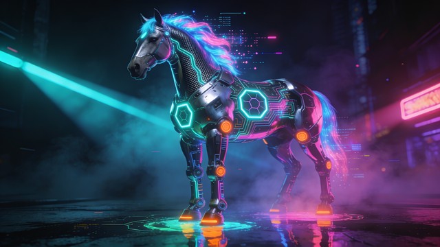 Free Cybernetic Horse Warrior Image - Cybernetic, Horse, Neon ...