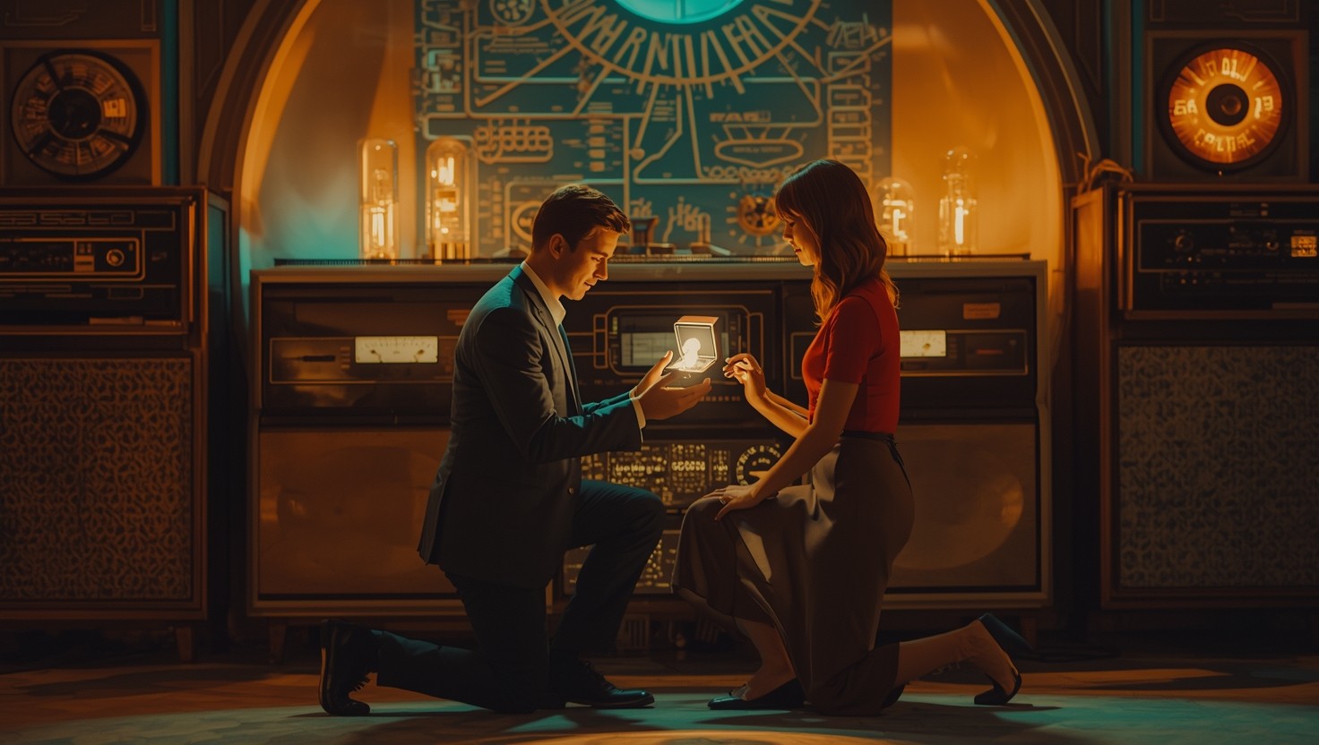 Free Retrofuturistic Proposal Scene Image - Proposal, Engagement ...
