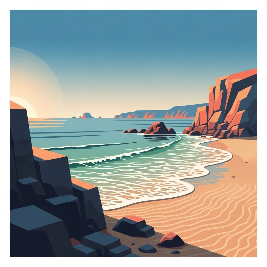 Free Tranquil Ocean Geometry Image - Coastal, Sunset, Geometric ...