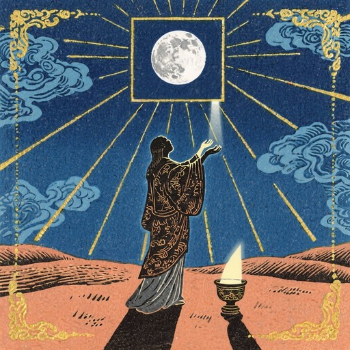 Moonlight Catching Free Celestial Light Catcher Image - Moonlight, Mystical, Woodblock ...