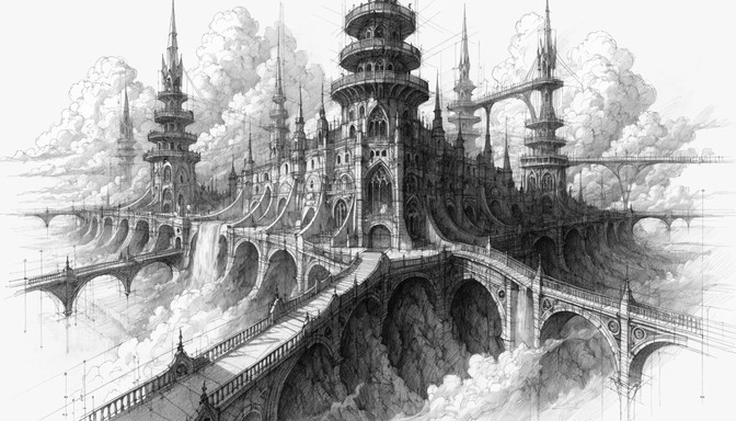 Free Floating Castle Sketch Image - Architecture, Fantasy, Citadel ...