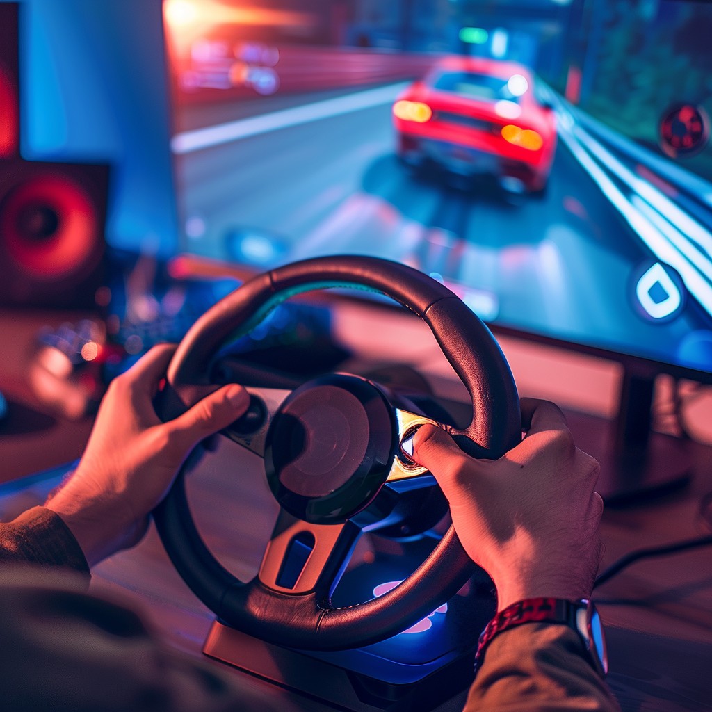 Download Intense Gaming Session Image - Gaming, Racing, Virtual | StockCake