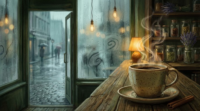 Free Rainy Cafe Comfort Image - Coffee, Cafe, Rain | Download at StockCake