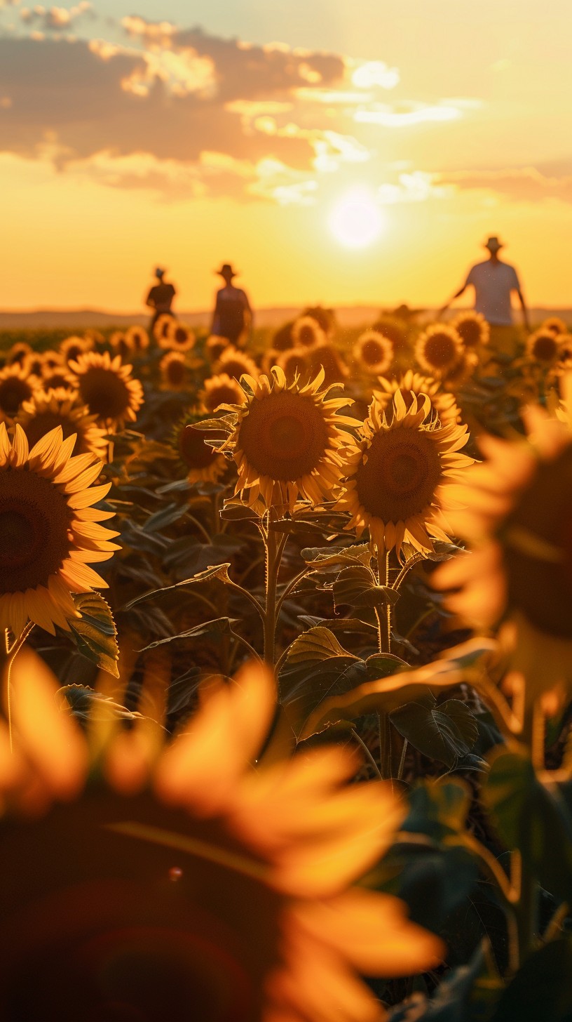 Free Sunset Sunflower Field Image - Sunset, Sunflowers, Field ...
