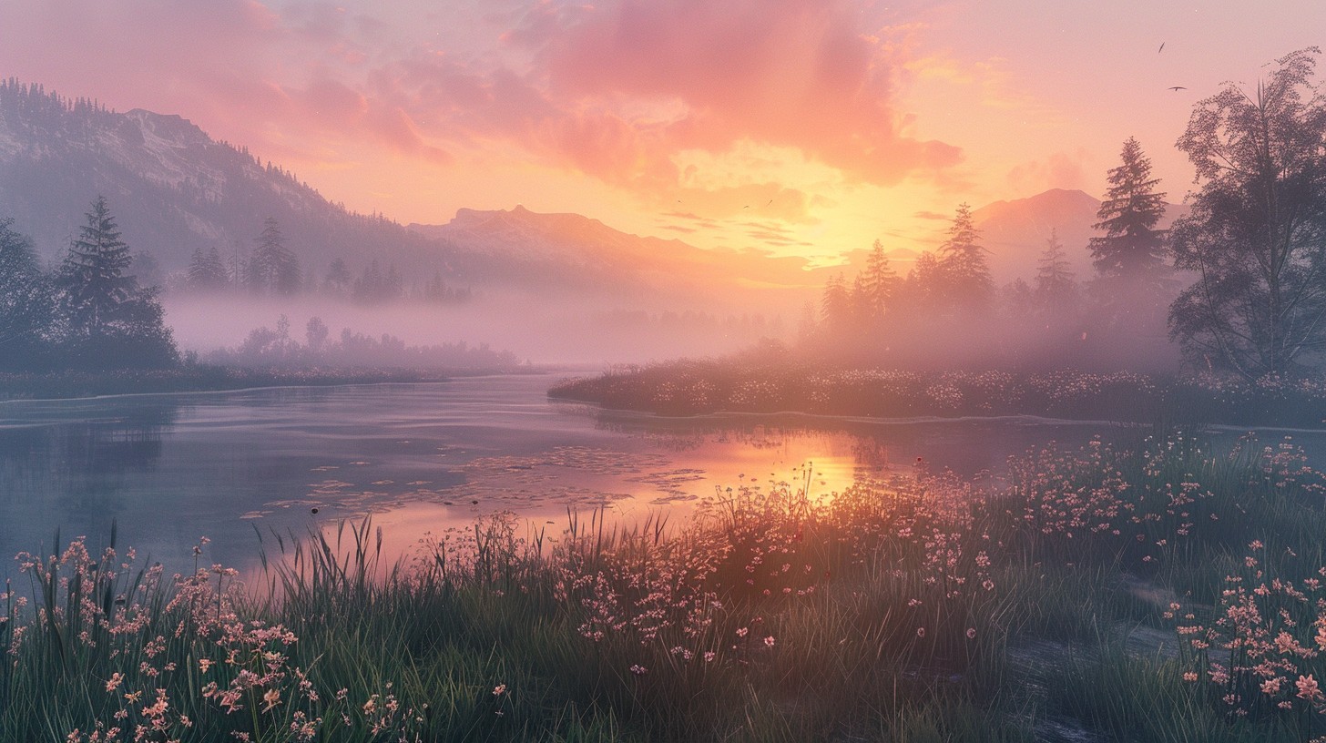 Free Misty Sunrise Scene Image - Sunrise, Mist, Lake | Download at ...