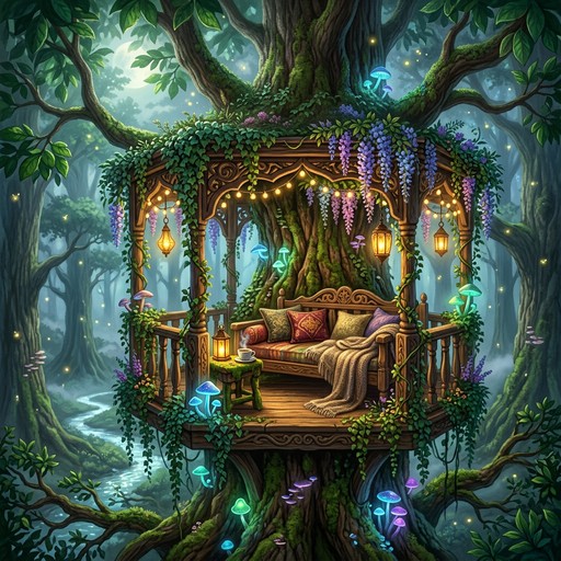 Free Enchanted Treehouse Sanctuary Image - Treehouse, Enchanted, Forest ...