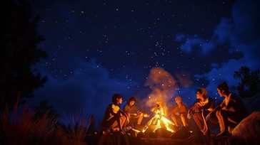 Free Starry Campfire Gathering Image - Campfire, Stars, Friends ...