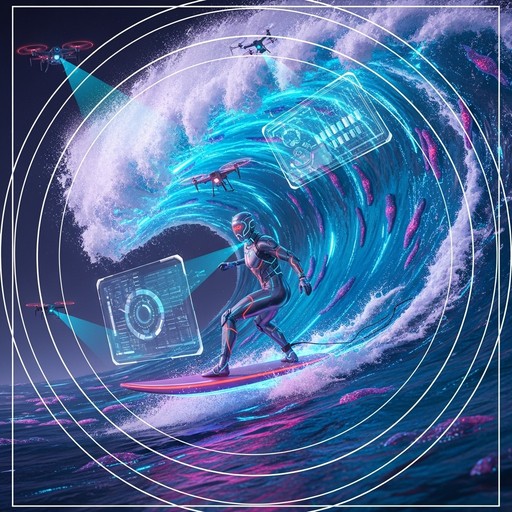 Generative Design Wave Rider Download Digital Wave Rider Image - Surfer, Neon, Cyberpunk | StockCake