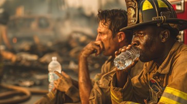 Free Firefighters Taking Break Image - Firefighter, Hydration, Break ...