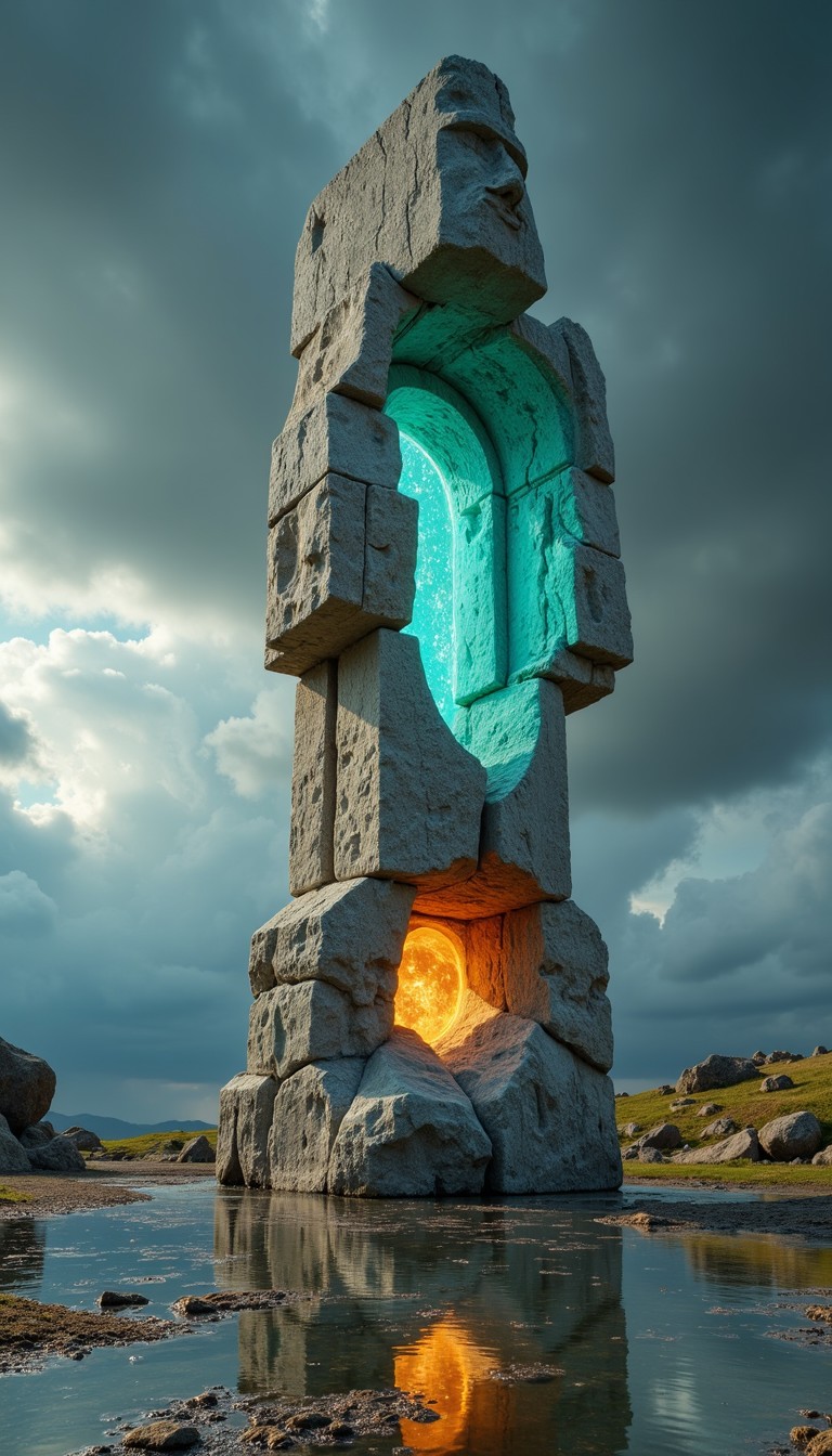 Free Illuminated Ancient Monolith Image - Monolith, Stone, Glowing ...