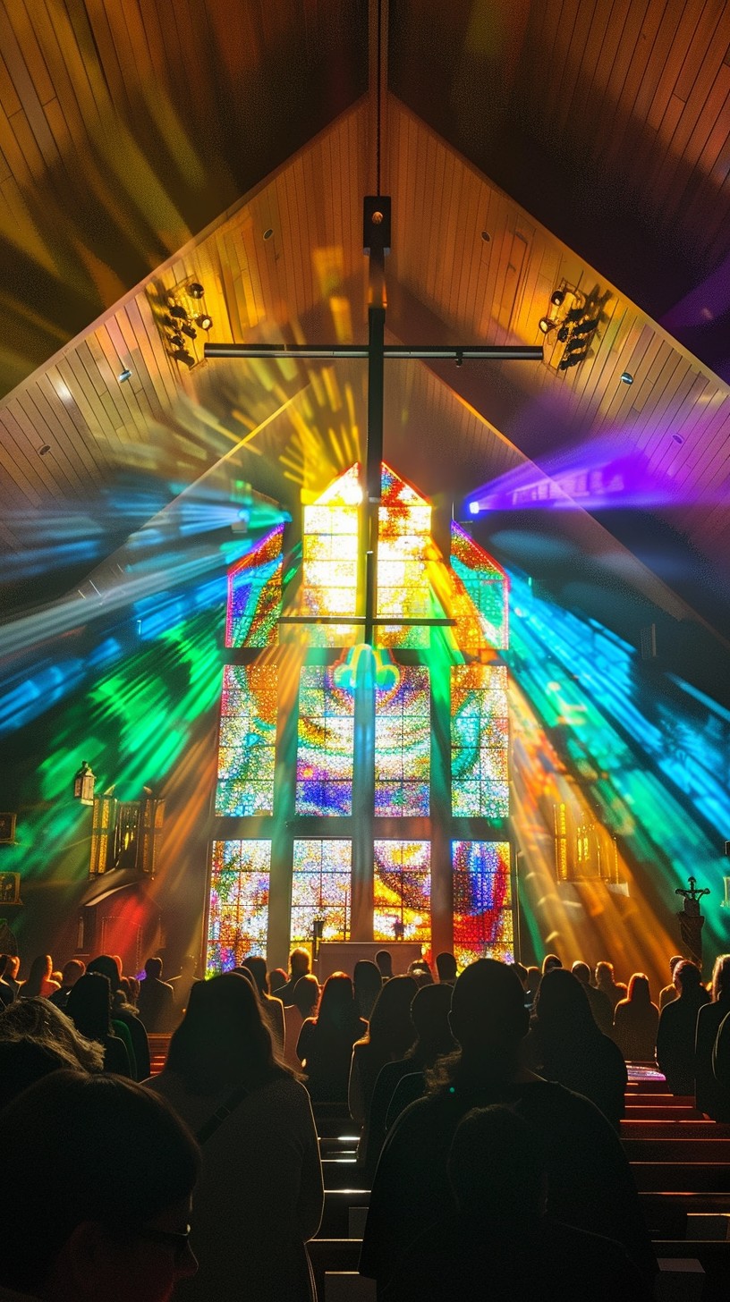 Free Colorful Church Interior Image - Church, Colors, Congregation ...