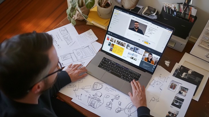 Free Designer Working Remotely Image - Designer, Laptop, Sketches ...