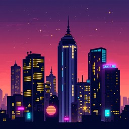 Free Neon Pixel Metropolis Image - Cityscape, Pixel, Cyberpunk ...