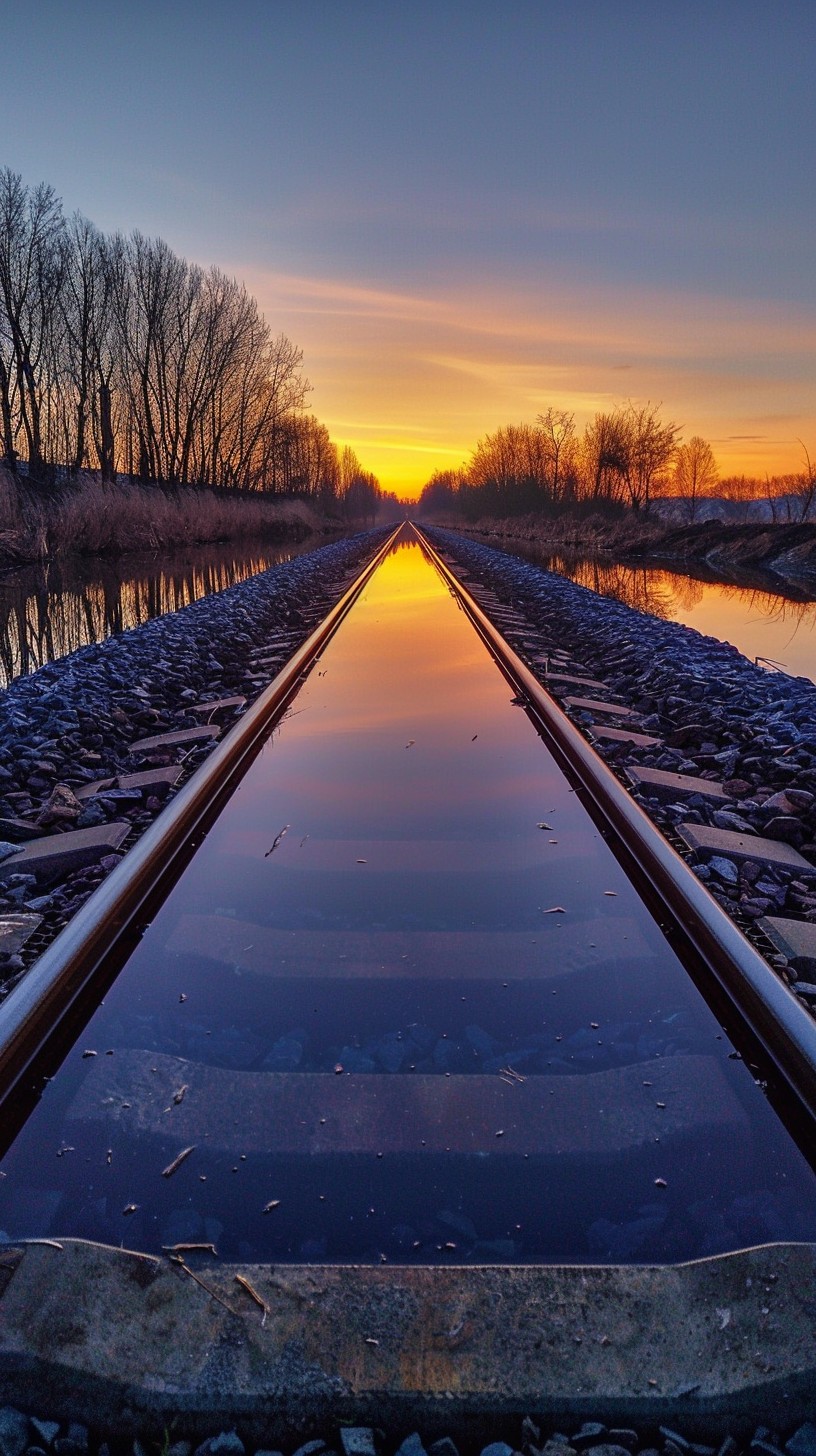 Sunset On The Rails Free Sunset on Rails Image - Sunset, Railroad, Reflection | Download at ...