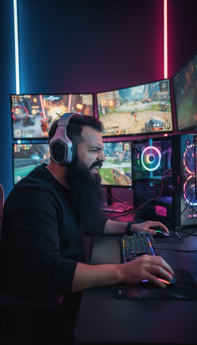 Intense Gaming On Computer Free Intense Gaming Session Image - Gaming, Gamer, Beard | Download at ...