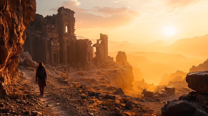 Free Sunset Ancient Ruins Image - Sunset, Ruins, Traveler | Download at ...