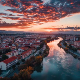 Free Sunset over city Image - Sunset, City, River | Download at StockCake