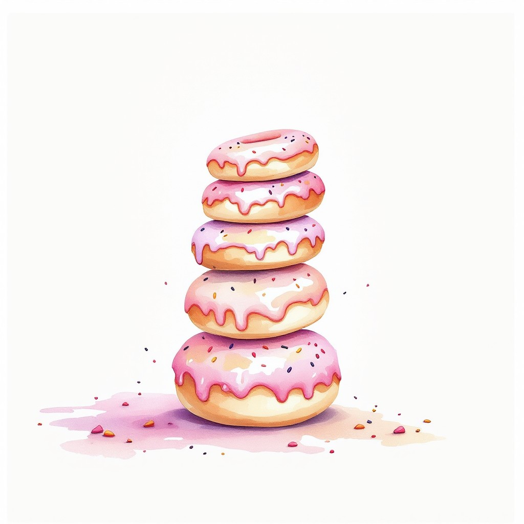 Free Dreamy Donut Tower Image - Donuts, Watercolor, Pink | Download at ...