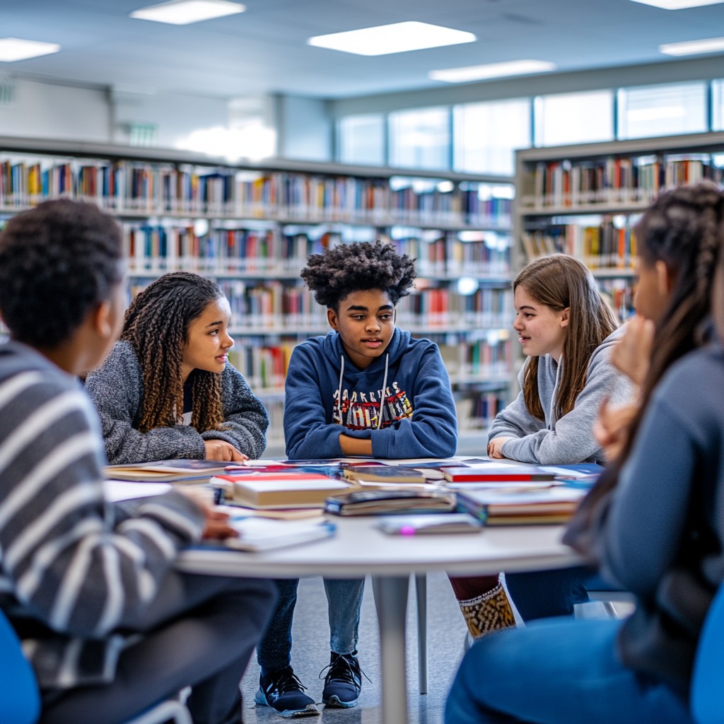 Free Students discussing homework Image - Students, Library, Discussion ...
