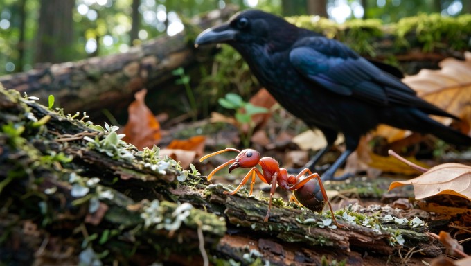 Free Forest Floor Encounter Image - Ant, Crow, Bird | Download at StockCake