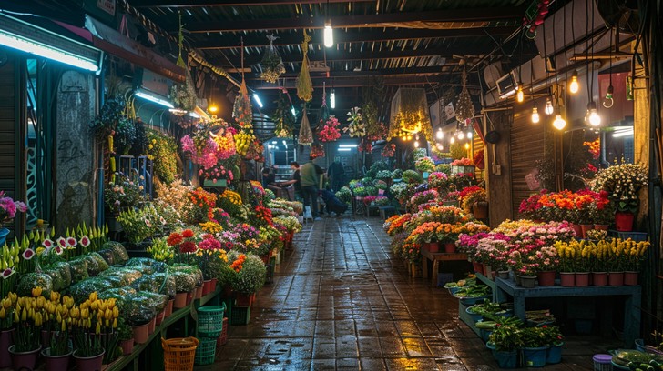 Free Vibrant Flower Market Image - Flowers, Market, Night | Download at ...