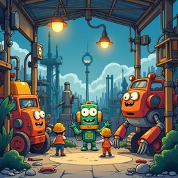 Download Friendly Factory Friends Image - Robots, Children, Industrial ...