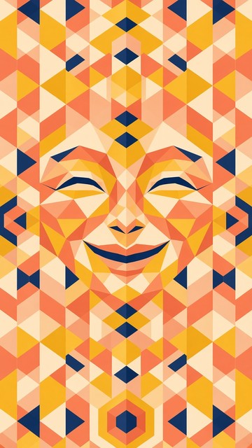 Download Geometric Smiling Face Image - Geometric, Smile, Face | StockCake