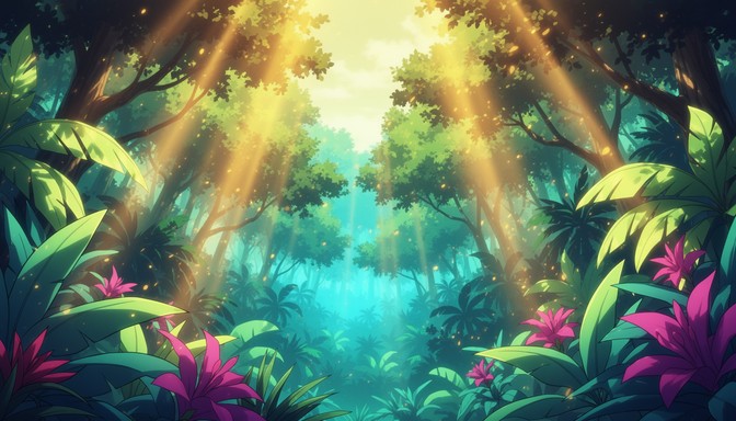Jungle Rocks Anime Free Magical Jungle Sunrise Image - Anime, Jungle, Illustration ...