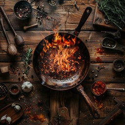 Free Fiery Cooking Action Image - Cooking, Fire, Skillet | Download at ...