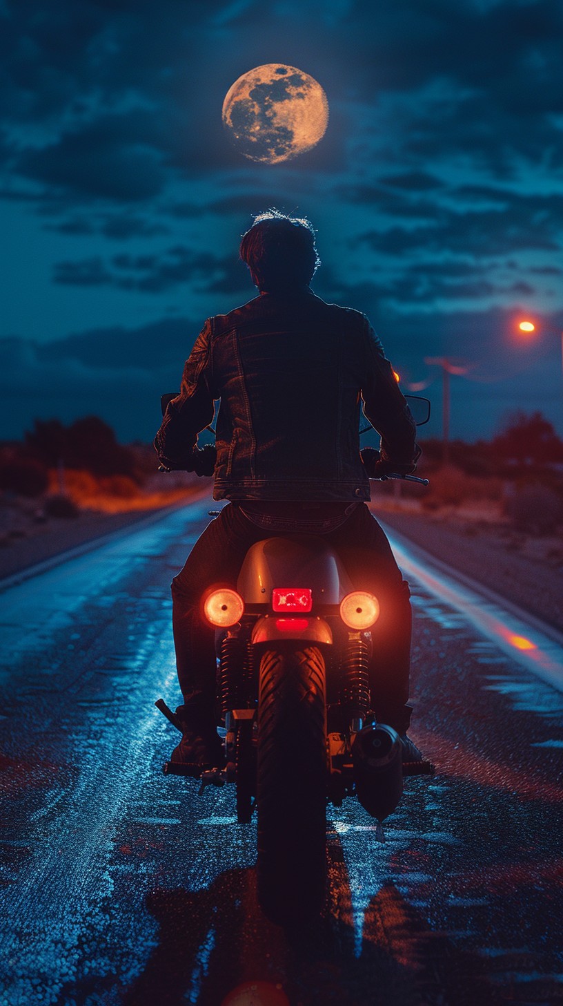 Free Midnight Motorcycle Ride Image - Motorcycle, Night, Moon ...