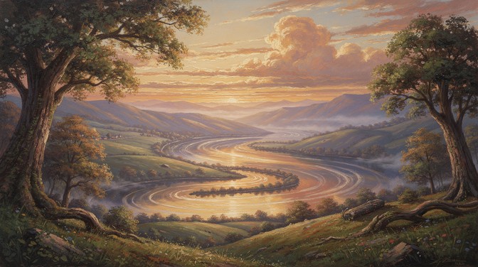 Free Golden Valley Sunset Image - Landscape, Valley, River | Download ...