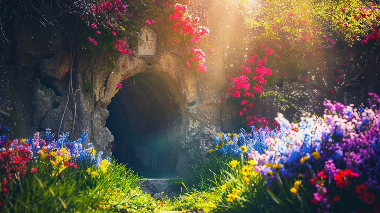 Free Enchanted Garden Gateway Image - Garden, Sunrise, Flowers ...