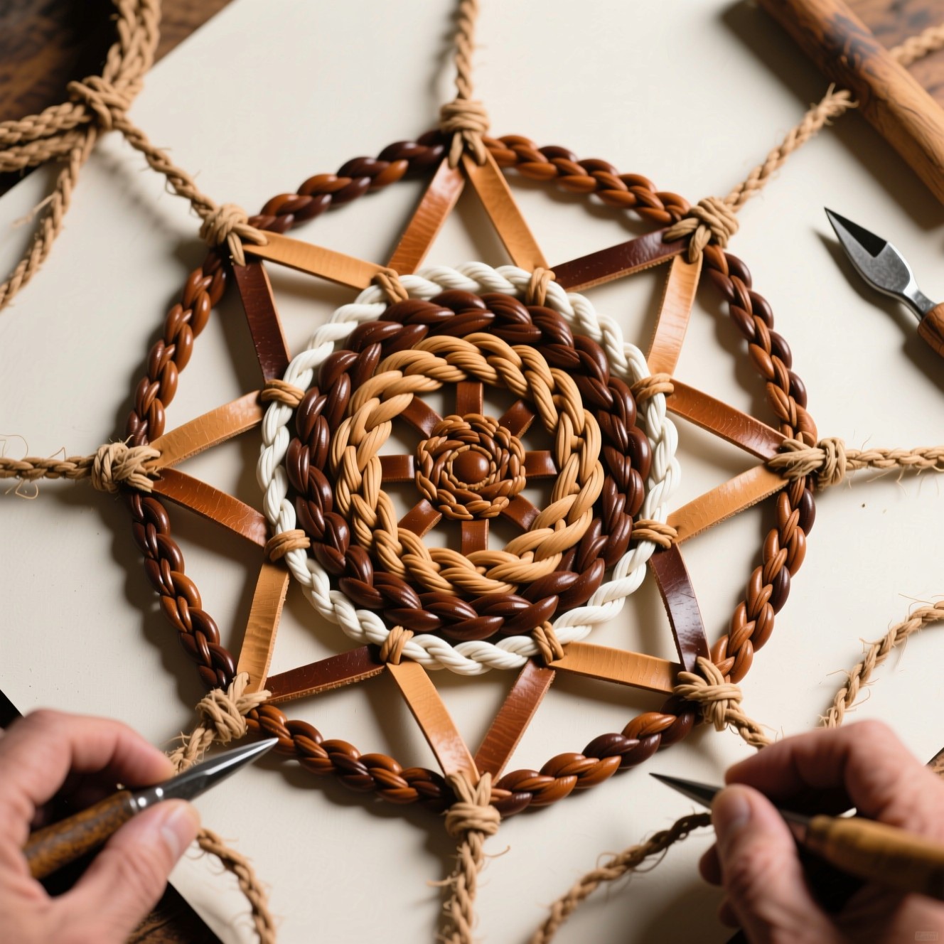 Geometric Handcraft Free Handcrafted Leather Geometry Image - Leather, Mandala, Weaving ...
