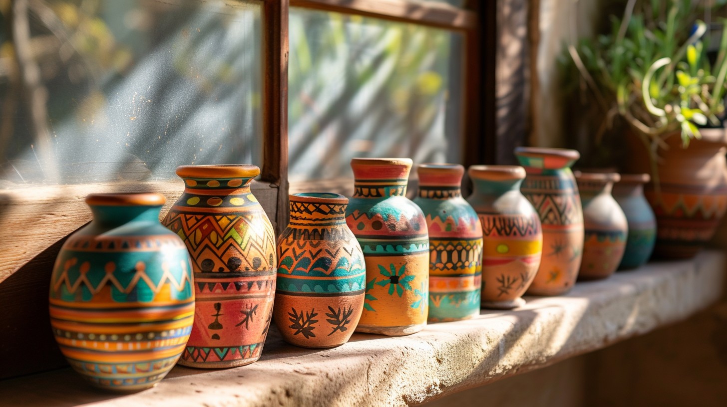 Pottery Collection Window Display Free Colorful Pottery Display Photo - Pottery, Windowsill, Hand-painted ...