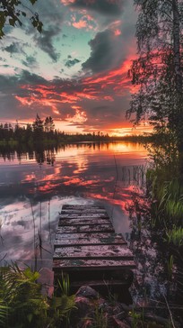 Free Sunset Lake View Image - Sunset, Lake, Forest | Download at StockCake