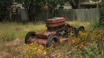 Free Abandoned Mower Rusts Image - Lawnmower, Rust, Wildflowers ...