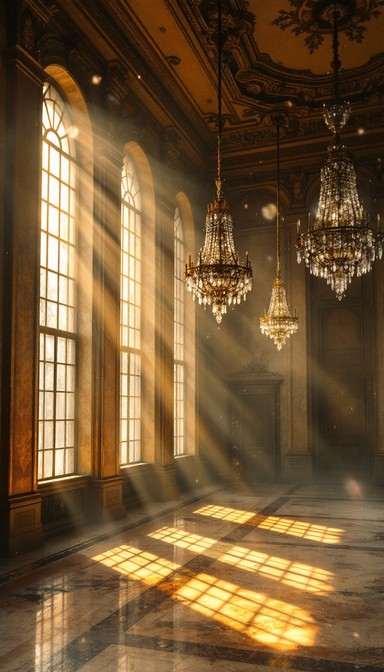 Free Sunlit Crystal Ballroom Image - Ballroom, Chandelier, Sunbeams ...