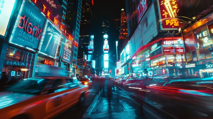 Free Bustling City Night Image - City, Night, Neon | Download at StockCake