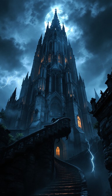 Free Gothic Moonlit Cathedral Image - Gothic, Cathedral, Spires ...