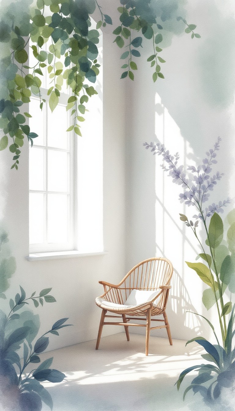 Free Tranquil Reading Corner Image - Watercolor, Tranquil, Chair ...
