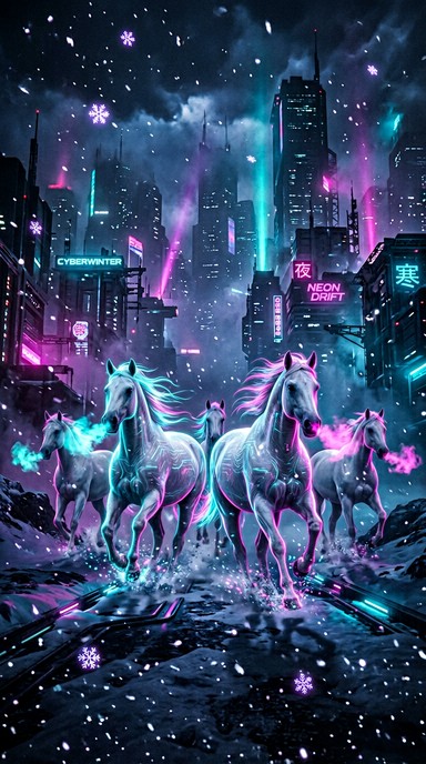 Free Neon Horses Running Image - Horses, Cyberpunk, Neon | Download at ...