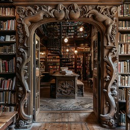 Download Ornate Library Entrance Image - Library, Books, Woodwork ...