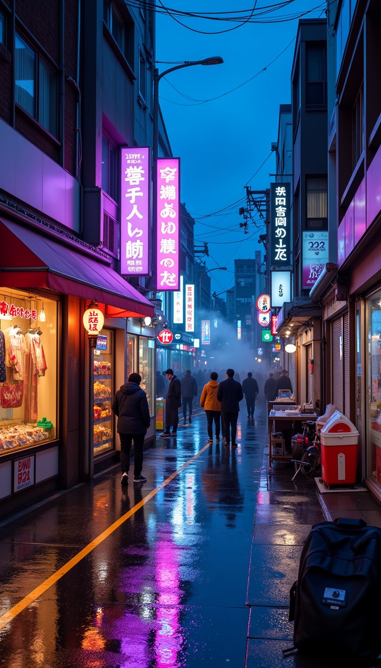 Free Neon rainy alley Image - Neon, Japan, Night | Download at StockCake