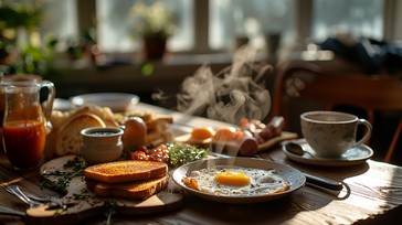 Free Cozy Breakfast Scene Image - Breakfast, Eggs, Bacon | Download at ...