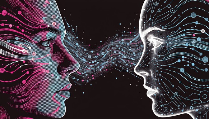 Human Meets Ai Vector Free Human Meets AI Image - Illustration, Popart, Halftone | Download ...