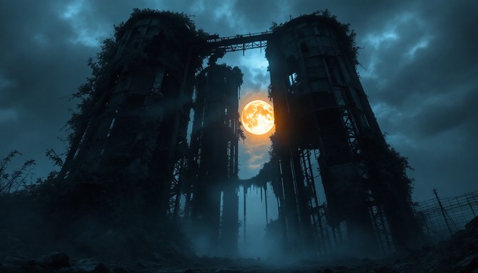 Decaying Moon Free Moonlit Industrial Ruins Image | Download at StockCake