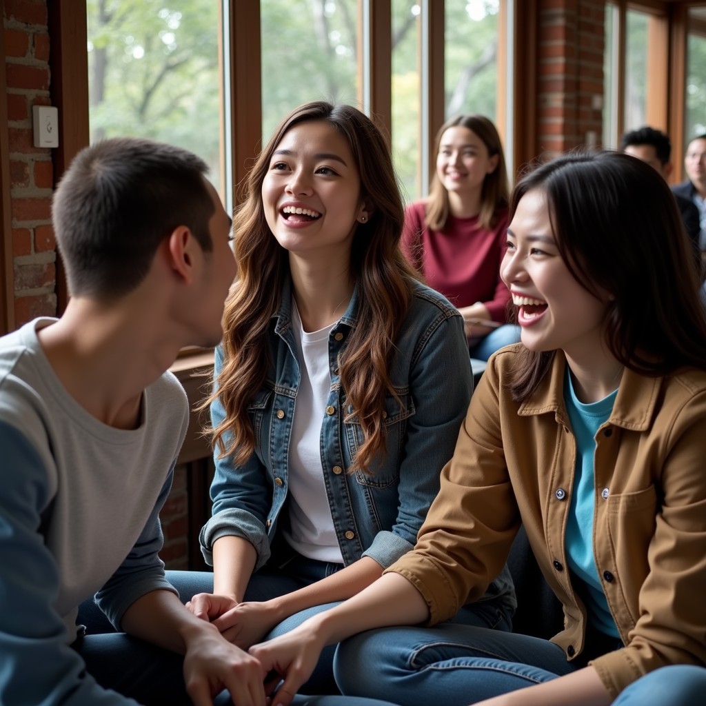 Free Joyful friends connecting Image - Friendship, Laughter, Connection ...