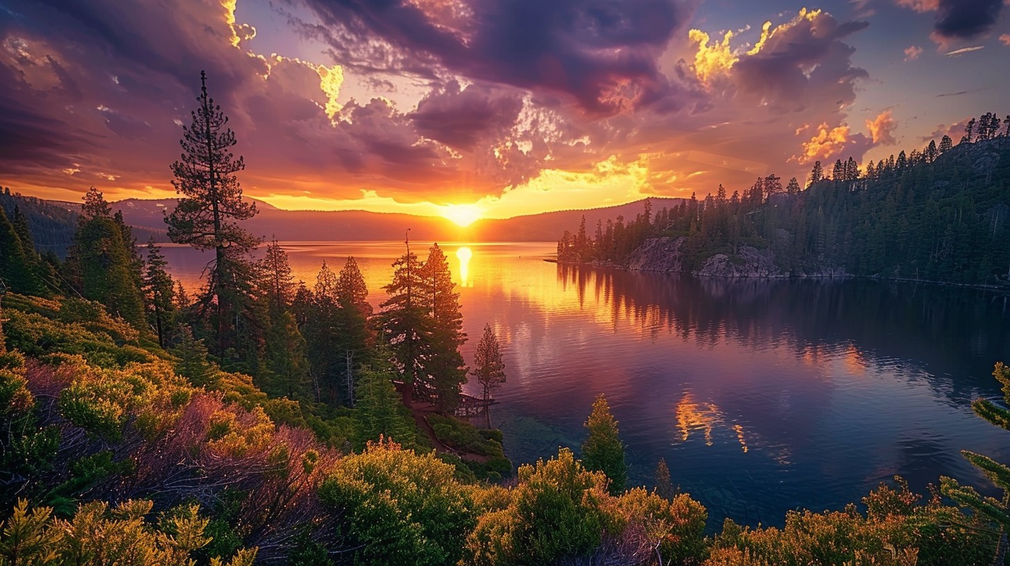 Free Sunset Lake View Image - Sunset, Lake, Forest | Download at StockCake