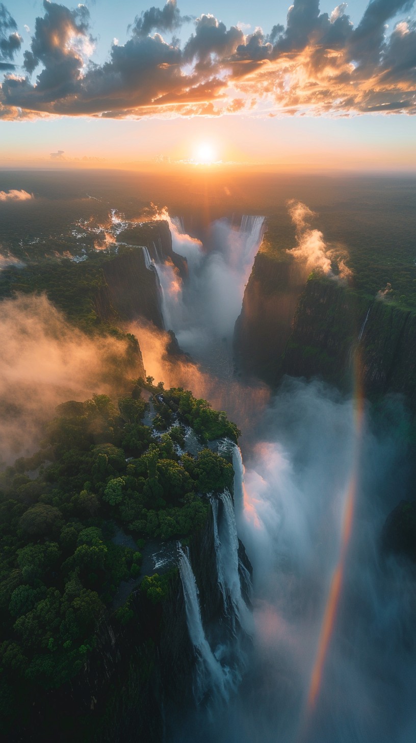 Free Sunrise Waterfall Cliffs Image - Sunrise, Waterfall, Cliffs ...